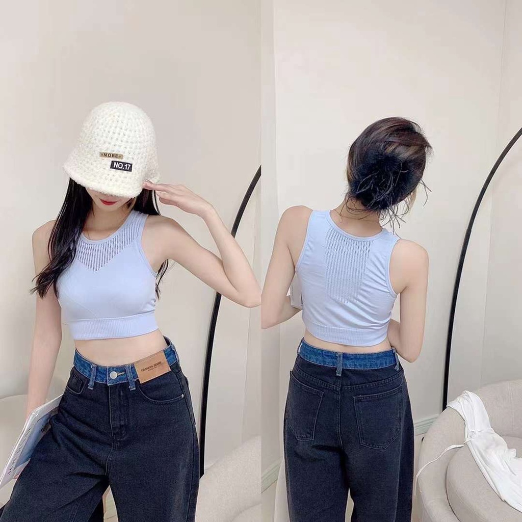 Sport Bra Tank Top Casual Crop Top Import Bra Tanpa Kawat Korea Yoga Jogging Gym Kaos High Quality