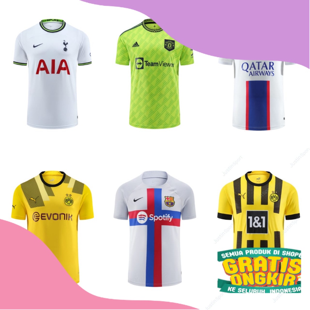 OBRAL-JERSEY BOLA 6 PCS 2023 (TOTENH.MU3RD.PSGA.DORMUNH.DORMUN3RD.BARCA3RD)-SESUAI GAMBAR/ Cream Mok