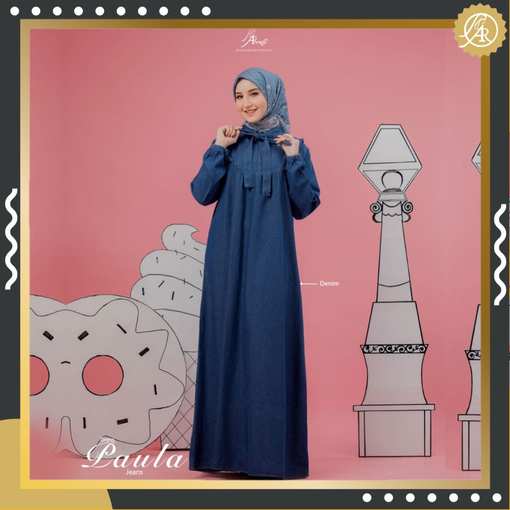 Gaun Jeans Denim Wanita Dewasa Paula Dress by Hijab Arrafi