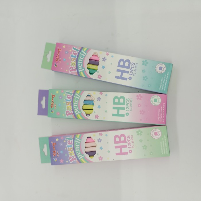 

Pensil HB Yalong Warna Pastel 12PCS/PACK/Pensil Anak Isi 12Pcs+Eraser