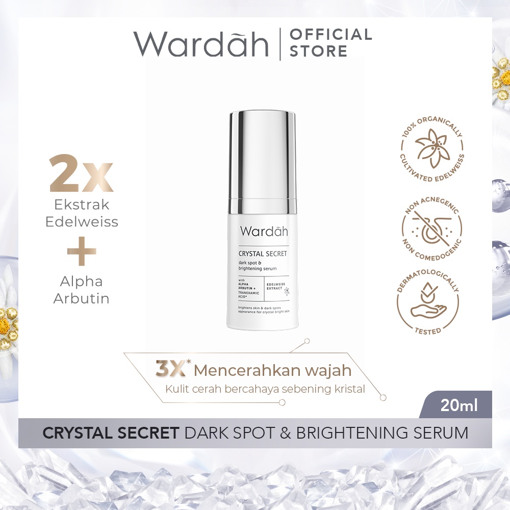 Wardah Crystal Secret Dark Spot & Brightening Serum 20 ml - Serum dengan Ekstrak Edelweiss - Mencera
