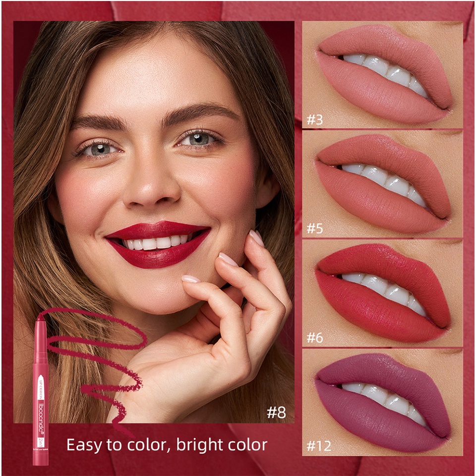 【Tersedia】ibcccndc Lip Liner Pencil Lip Gloss 2 in 1 Matte Lip Liner Pencil 12 Warna Natural Lip Mak