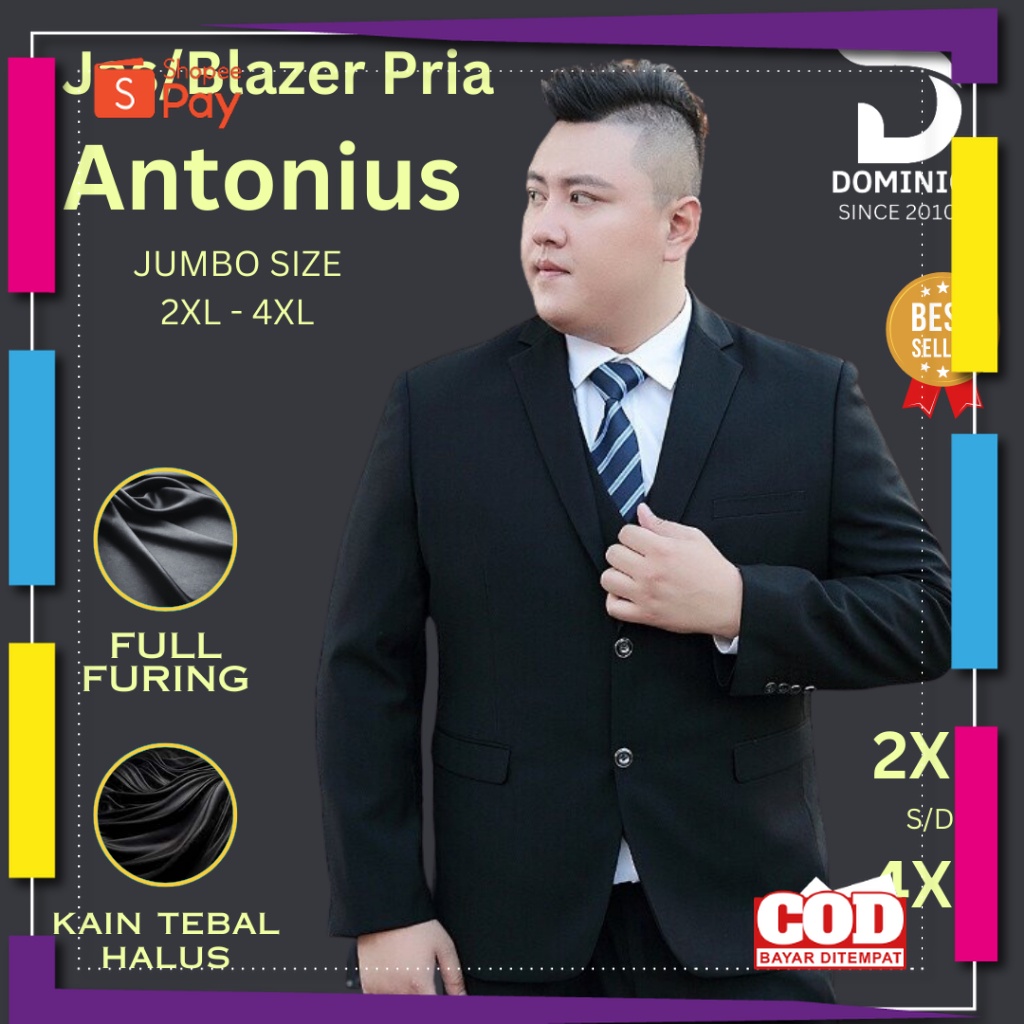 PREMIUM KOREAN STYLE / JAS BLAZER HITAM PRIA JUMBO SIZE FORMAL / JAS HITAM PRIA JUMBO / JAS HITAM PR