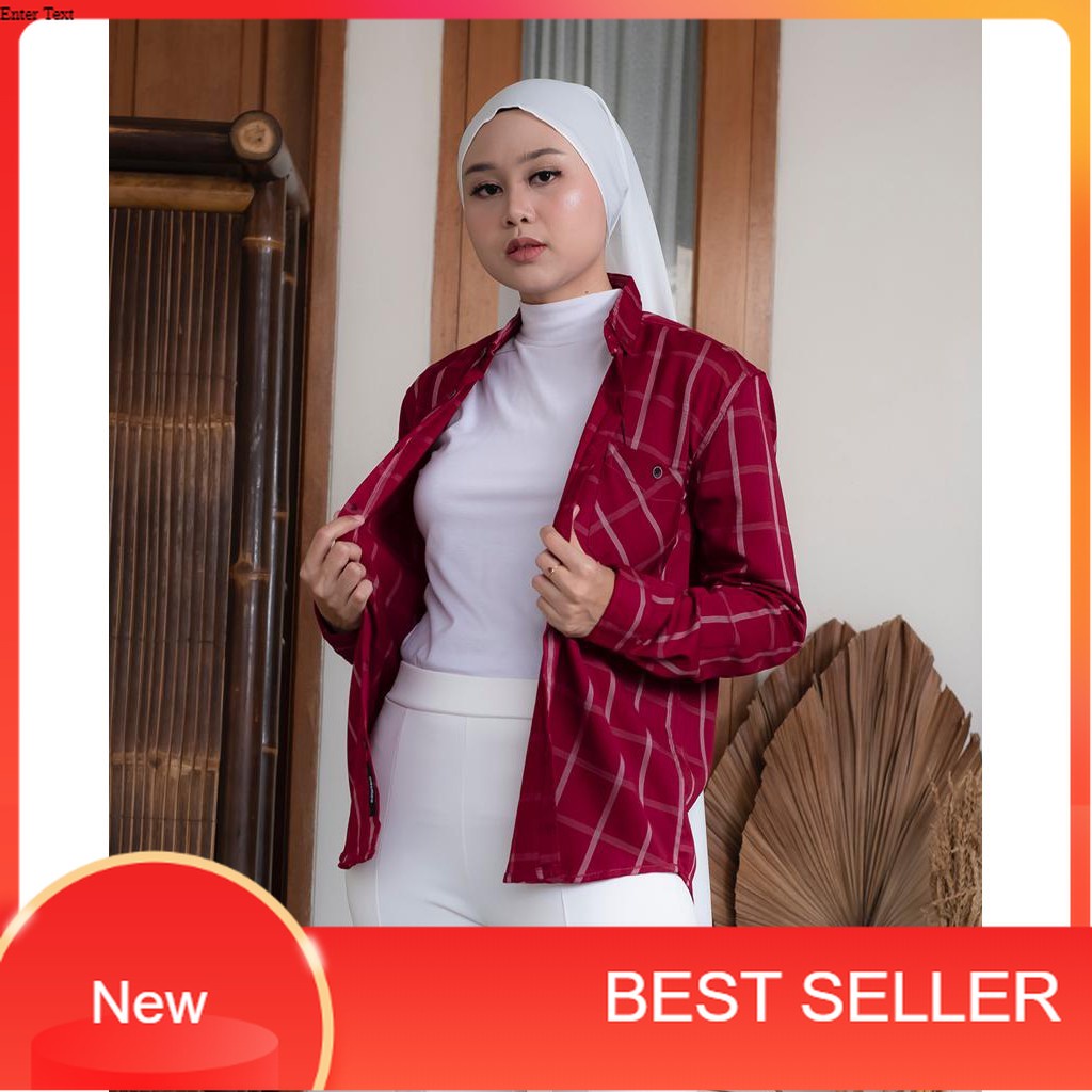 HaymeeIDN - Kemeja Flanel Wanita Lengan Panjang Baju Atasan Cewe Motif Kotak/distro biru pink oren