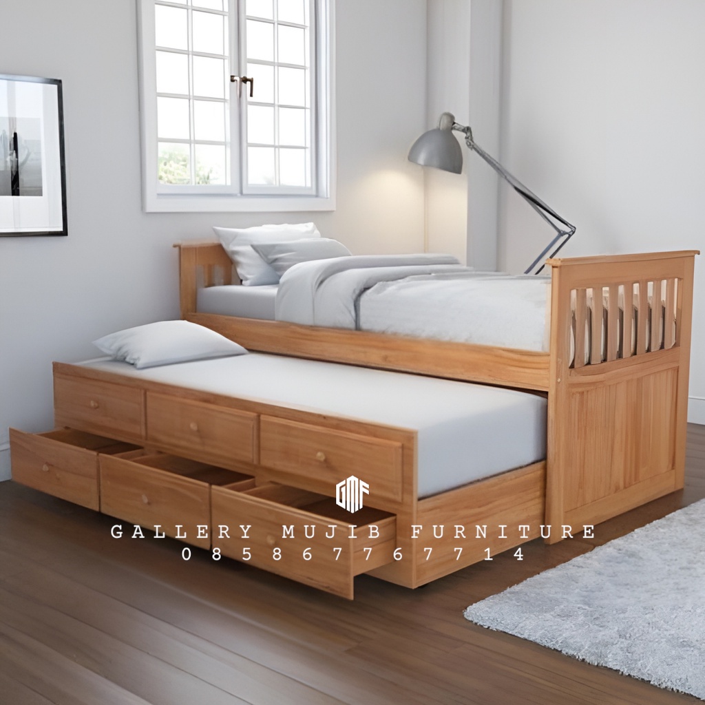 tempat tidur anak minimalis kayu jati dipan sorong 120x200 cm ranjang