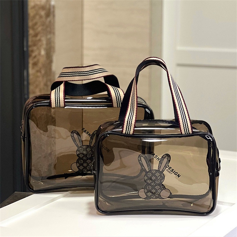 Tas Skincare Kosmetik Wanita Tranparan Coklat Ukuran Besar Jumbo Motif LV