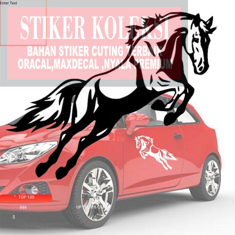 Cutting Sticker Stiker Mobil Gambar Kuda Stiker Kaca Body Bumper Bemper Mobil Ukuran 19x15 cm