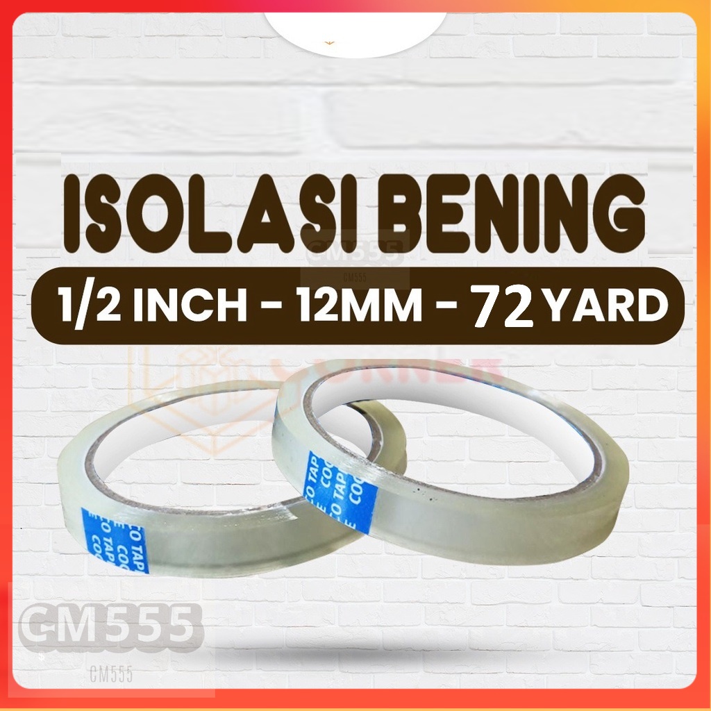 

Lakban Bening 1/2 inch 12mm/Isolasi Bening