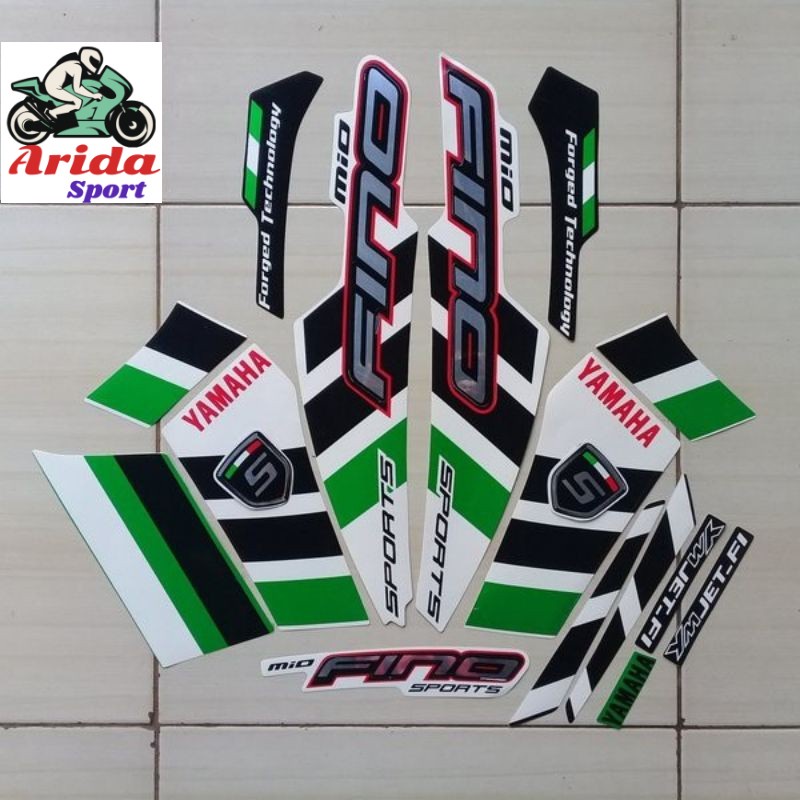 striping mio fino sticker yamaha mio fino sports fi thn 2014 2015 hijau putih stiker mio fino vino