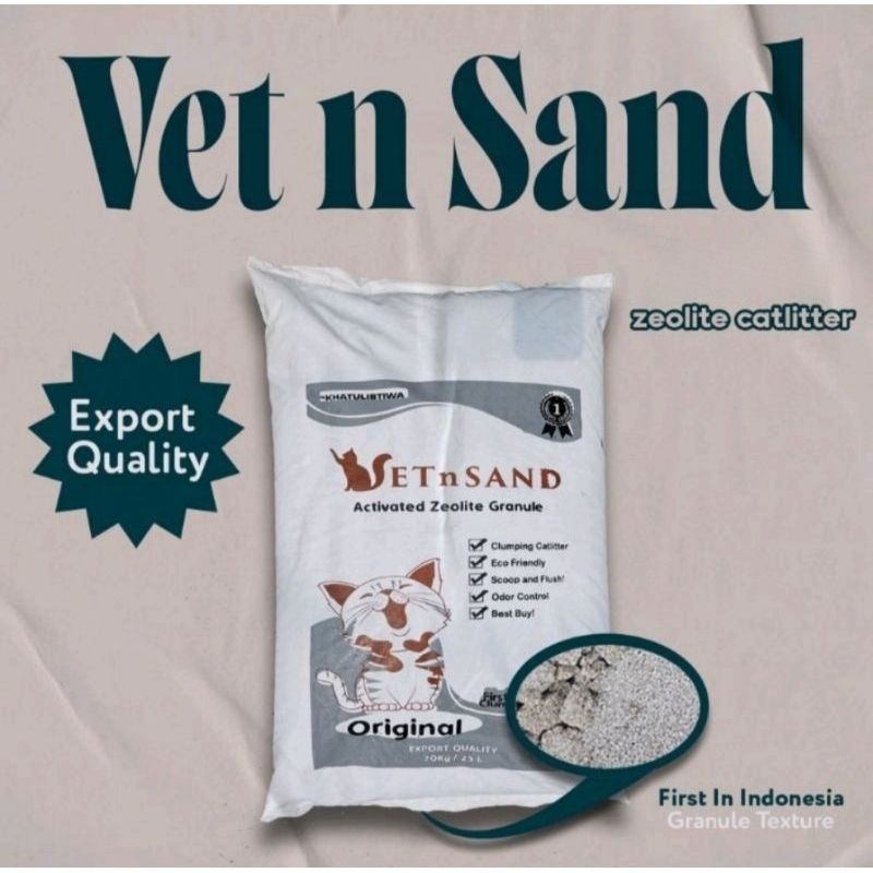 ORIGINAL CAT LITTER 800gr / VETSAND GRANULE ZEOLITE/PASIR KUCING GUMPAL NON WANGI