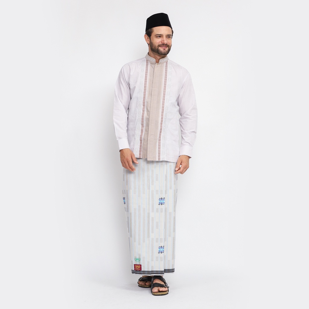 Sarung BHS Excellent Gold Motif E52 SSU Putih Biru