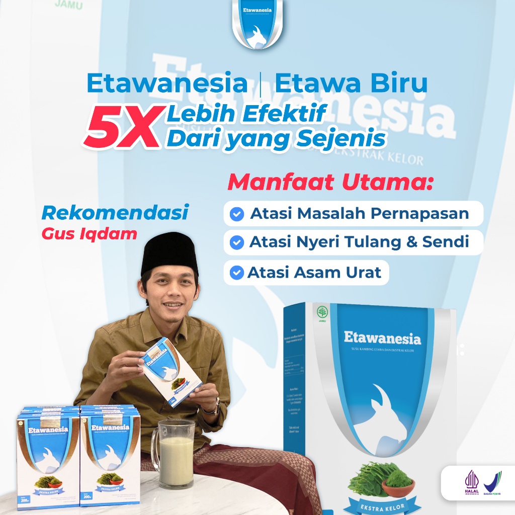 

ETAWANESIA ETAWA BIRU Susu Kambing Etawa Platinum + Ekstrak Moringa Folium Daun Kelor + Krimer Bubuk 200gr