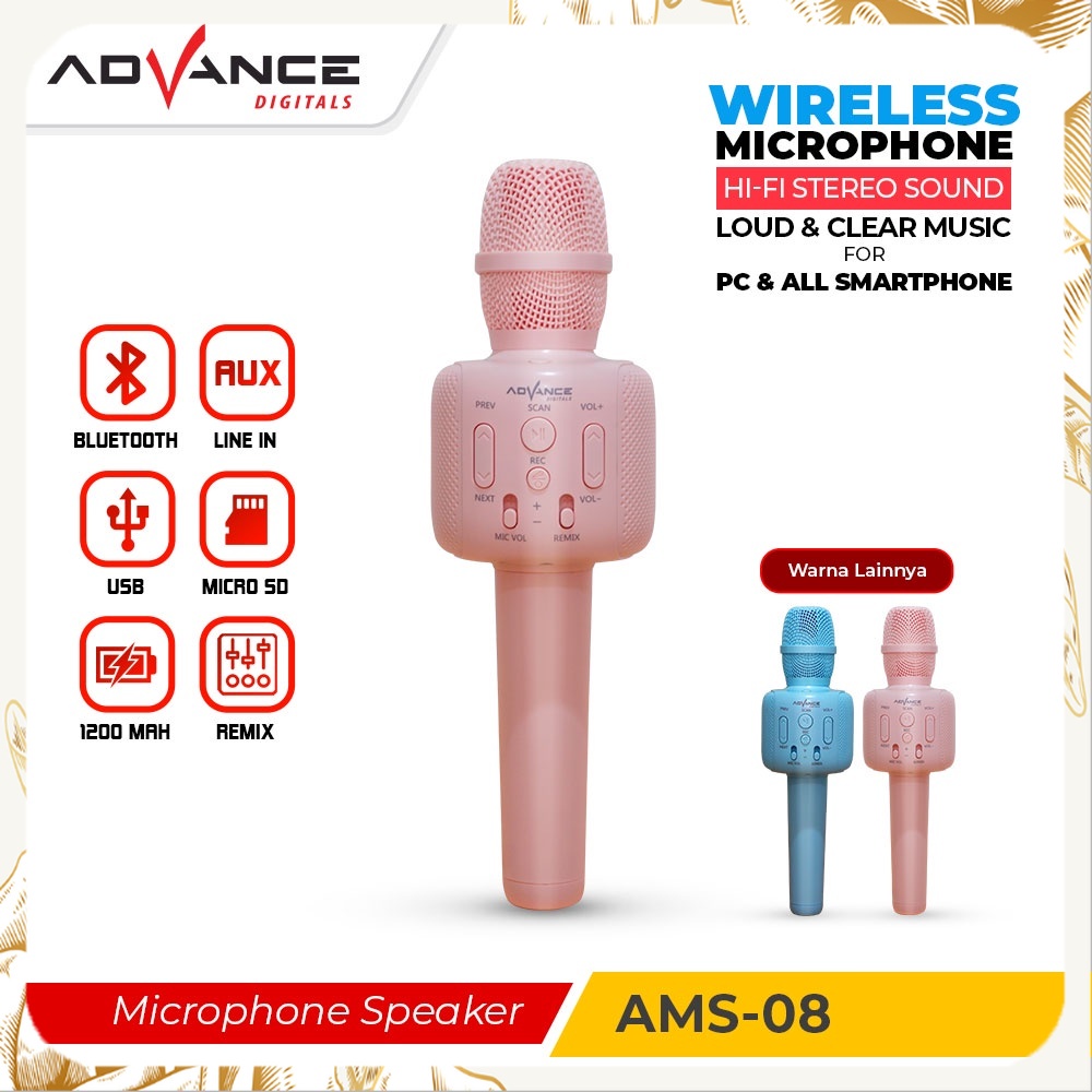 Ready Advance AMS-08 Mic Karaoke Bluetooth Portable Microphone Bluetooth Speaker