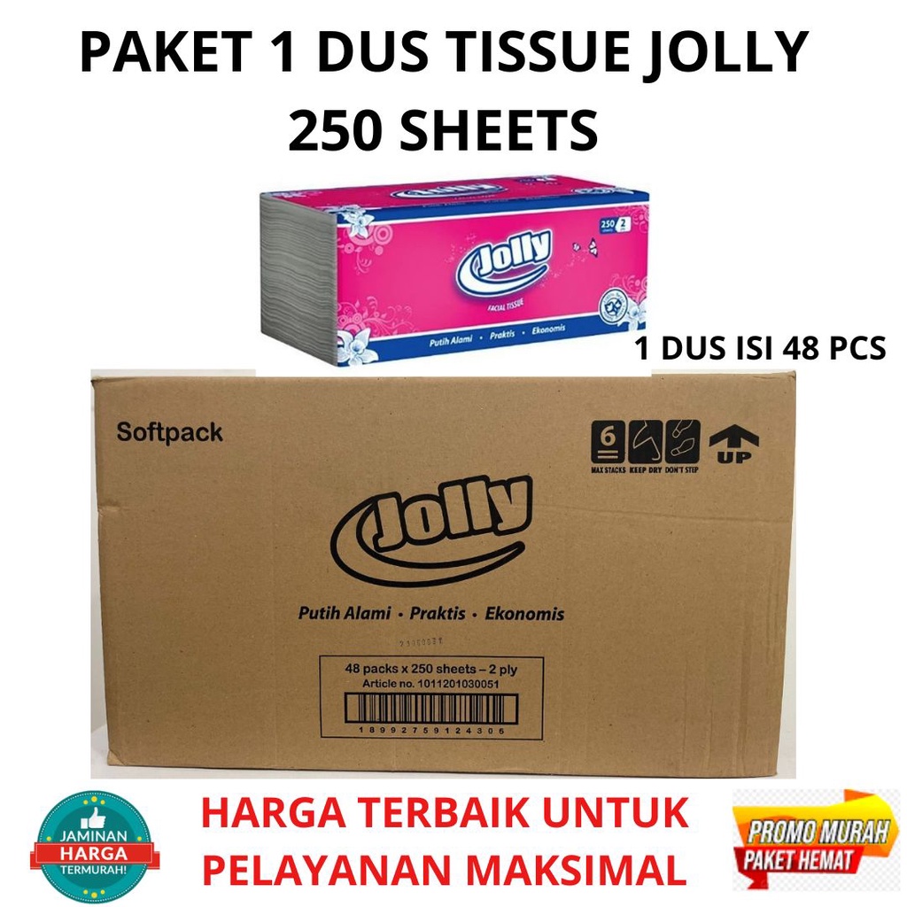 JOLLY Paket Hemat 1 Dus Tissue Jolly 250 Sheets 2 Ply isi 48 Pcs