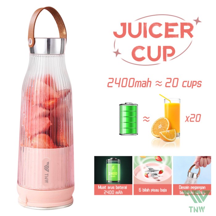 TNW Juice Blender Portable 6 Pisau Mini Juicer Botol Blender Murah - Merah Muda