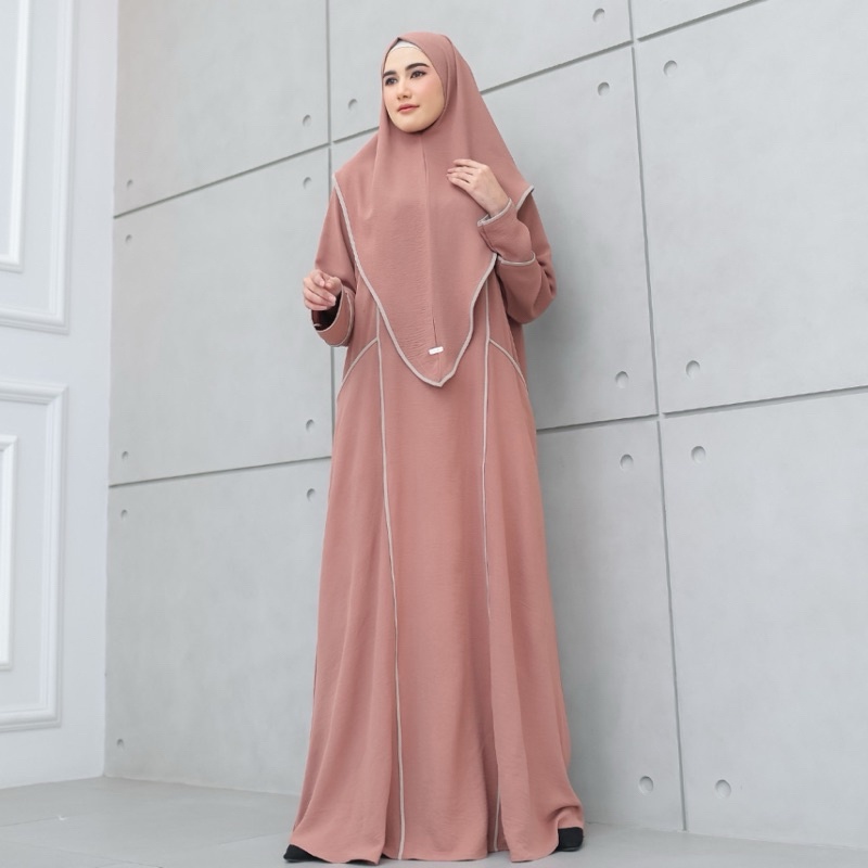 Kaftan Aisyalina Artika Set Khimar Bergo  Crinkle Airflow Busui