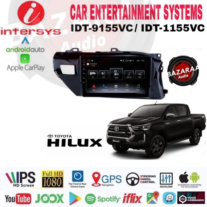 Head Unit Android INTERSYS 10 Inch HILUX 2016 - 2022 + Socket PNP