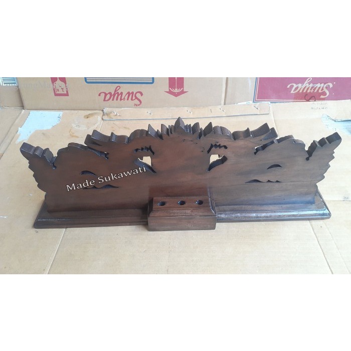 

Papan nama meja nameplate kayu ukir bali Lambang Logo instansi - Hitam murah
