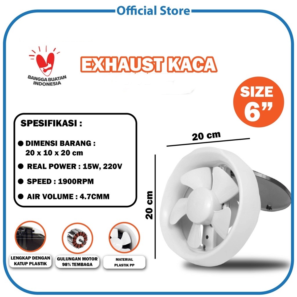 Kipas Bulat Dinding 6Inches/ Exhaust Fan Tembok 6 INCH/Hexos Ceiling 6 Inch Kipas Exhaust Toilet Rou