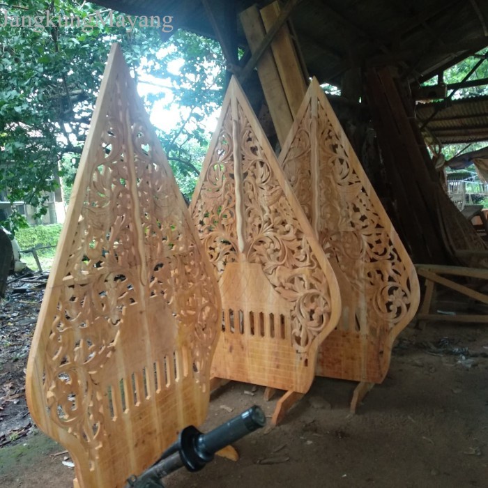 Gunungan Wayang Kayu Ukir Dekorasi Pelaminan Dinding Jujur Barokah murah