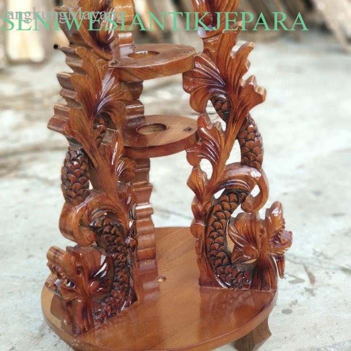 

jagrag jagrak rak tombak bahan jati ukiran naga finishing melamin hlus antik