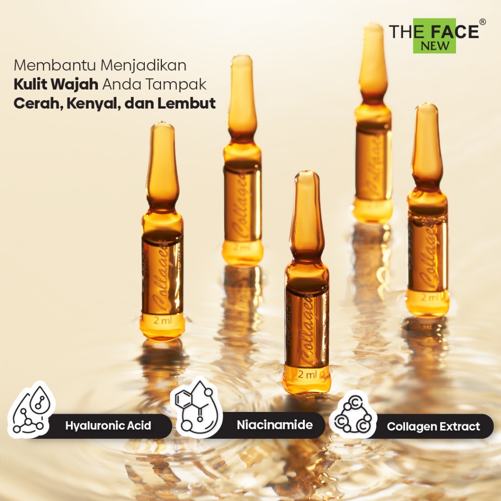 [NEW LAUNCHING] [BPOM] THE FACE Ampoule Collagen Serum 2ml*5pcs | With Hyaluronic Acid, Niacinamide, And Collagen Extract