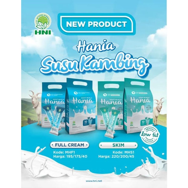 

HANIA SUSU KAMBING SKIM & FULL CREAM 10 SACHET HNI HPAI / GOAT MILK FULL CREAM SKIM