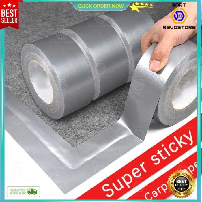 

Lakban Solatip Karpet Super Sticky Cloth Floor Duct Tape PVC 10 Meter - Silver, 60 mm