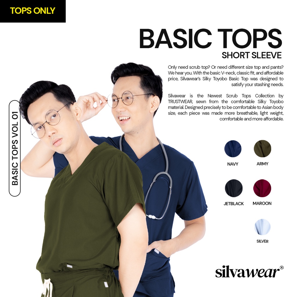COD Doctor's Scrub / Baju Jaga OKA OK Perawat/Dokter Lengan Pendek I SILVAWEAR Hanya Baju Saja