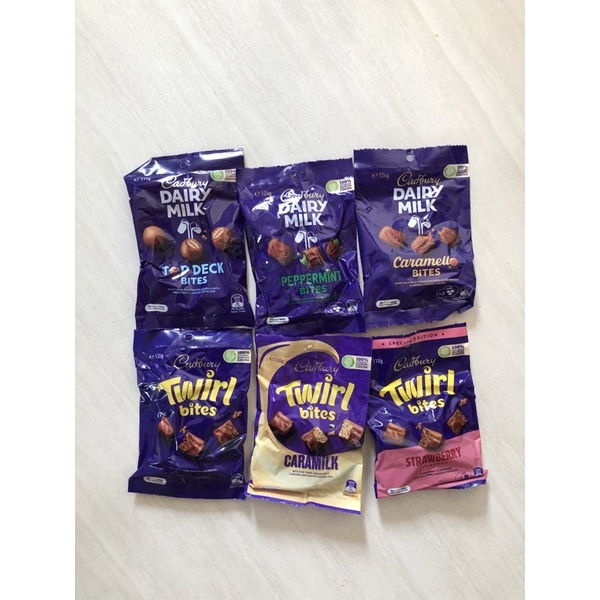 

CADBURY AUSTRALIA DAIRY MILK PEPPERMINT STRAWBERRY BITES TWIRL CARAMILK TOP DECK TURKISH JELLIES CHERRY RIPE MINIS