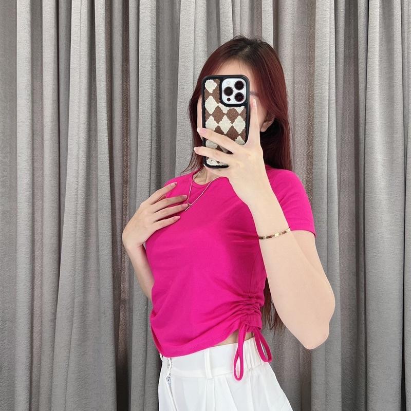 1146 Kaos Crop Top Serut Samping Lengan Pendek : Atasan Wanita Serut Samping