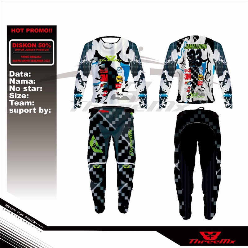 Baju jersey jerset celana trail motor cross motorcross cros trabas adventure bikin desain custom nam