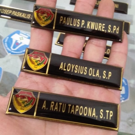 Nama Dada Premium Lapis Resin (GOLD ASLI)/Name Tag/Nametag/Papan Nama Dada/Name Tag Resin