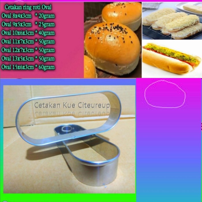 cetakan ring roti hotdog roti sosis roti manis/ring oval 15cm-15x5x3