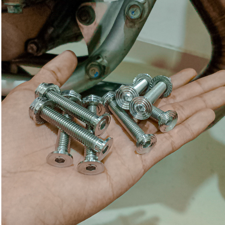 Baut L Stainles SLIM SPIRAL Baut Dudukan Mesin Rangka Ke Breket Mesin Bawah Ninja R Dan Ninja SS Set