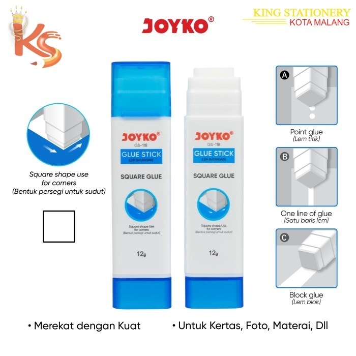 

( KS ) Glue Stick Lem Batang Lem Kertas Joyko GS-118 12gr Square Glue
