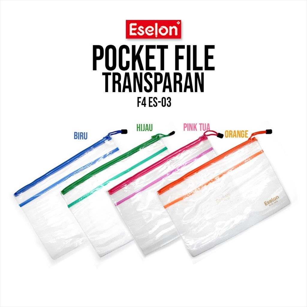 

[ES.JKT] Pocket File F4 TRANSPARANT ES03 ESELON / Pocket File Kantong Jala ES03
