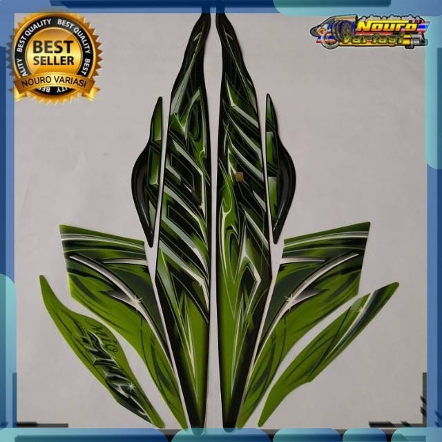 Stiker striping yamaha mio soul 2012 hijau hitam bagus