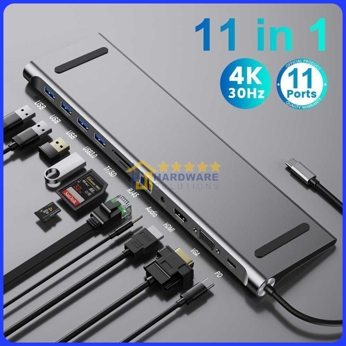 USB Hub Type C Adapter 11 in 1 HDMI 1080P AUX Card Reader - BYL-2003