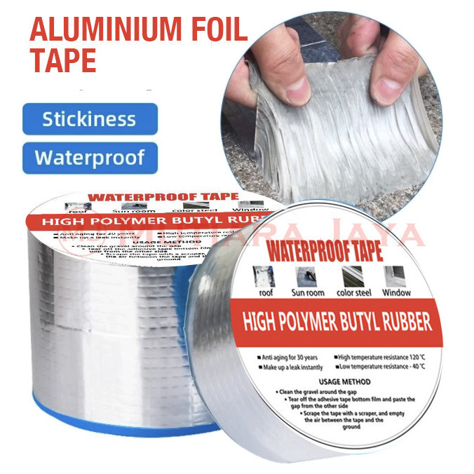 

Lakban Anti Bocor Anti Air Retak Aluminium Foil Butyl Waterproof Tape - 5 Cm
