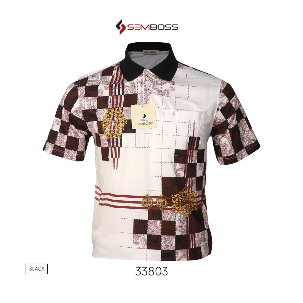 Kaos Kerah Pria Semboss Lengan Pendek Bahan Katun Adem Berkantong 33803