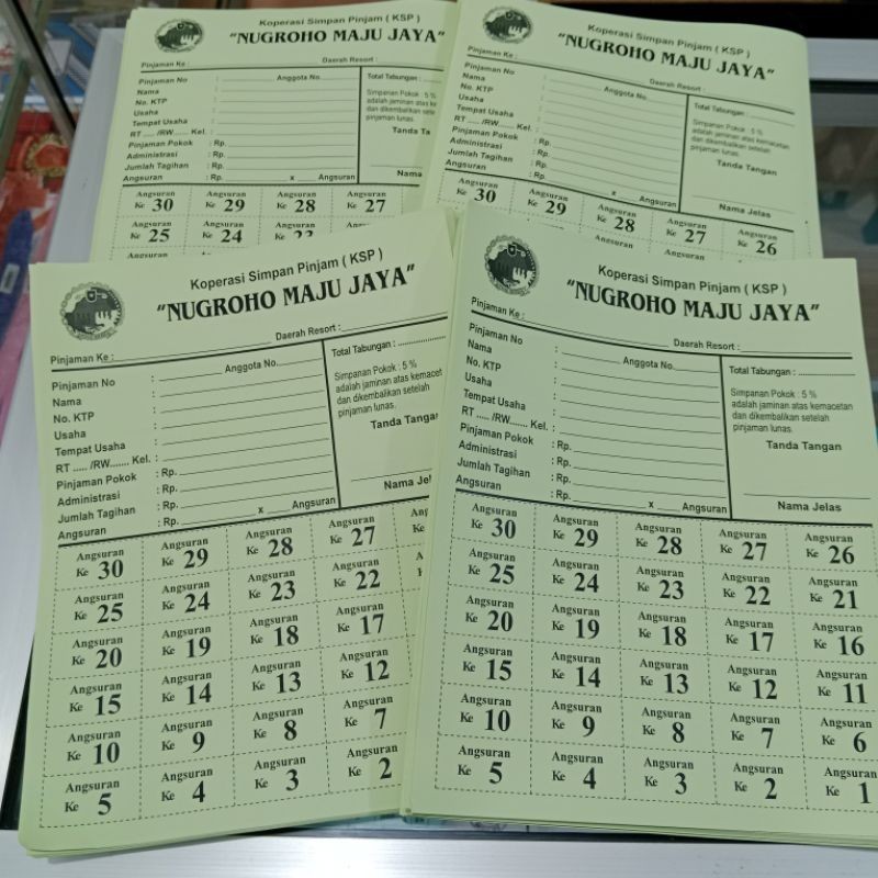 

Promise Koperasi angsuran Harian, Mingguan. Model sobek isi 100pcs Custom Nama dan Angsuran