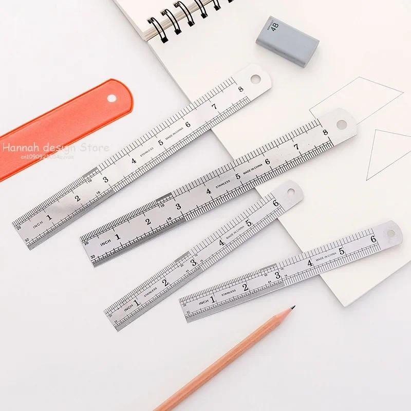 

Metal Ruler Stainless Steel Straight Ruler 15/20/30cm Student Rulers Precision Double Sided Measuring Tool for Woodworking Draw