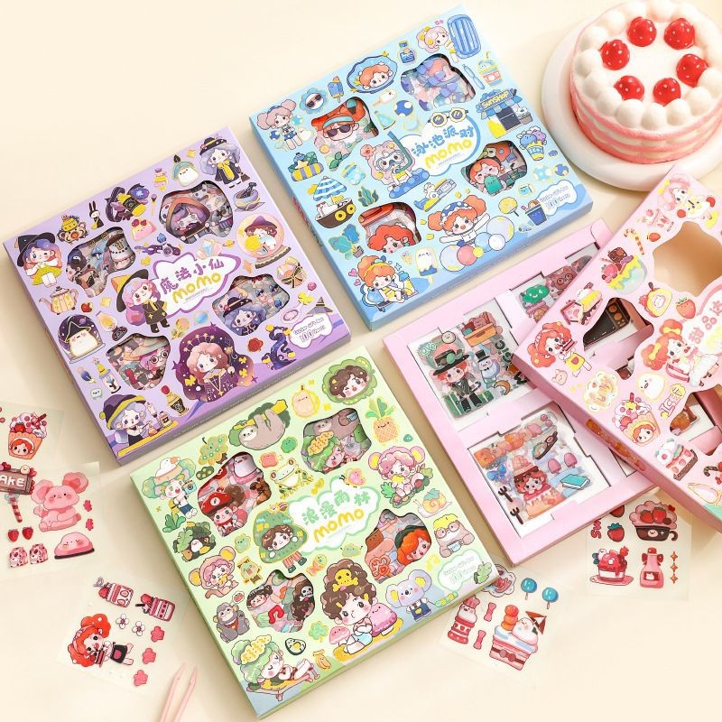 

COD / Instan PKU / 1 Box isi 100 Lembar Stiker MOMO 2D Motif Kartun Korea Lucu Anti Air Dekorasi Handbook Scrapbook DIY Murah