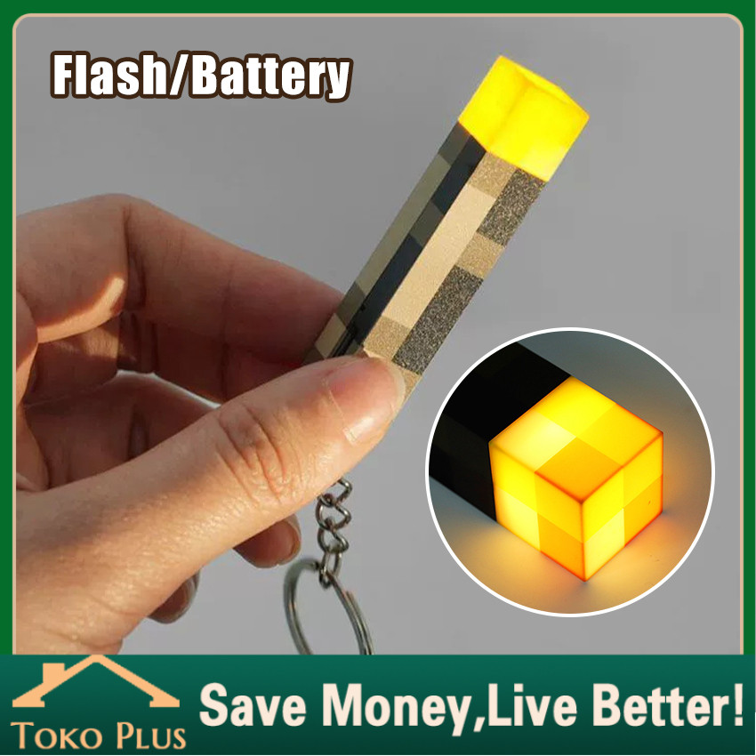 Gantungan Kunci Torch Minecraft Keychain Light Up Minecraft Torch Light