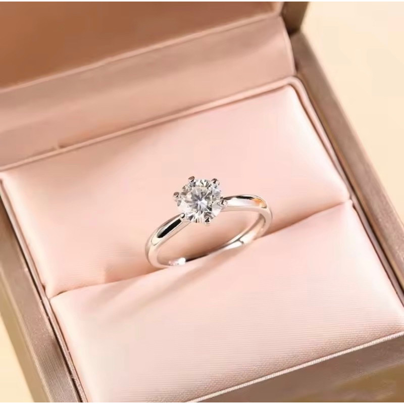 CINCIN PERMATA SATU POLOS SILVER TITANIUM WANITA DEWASA