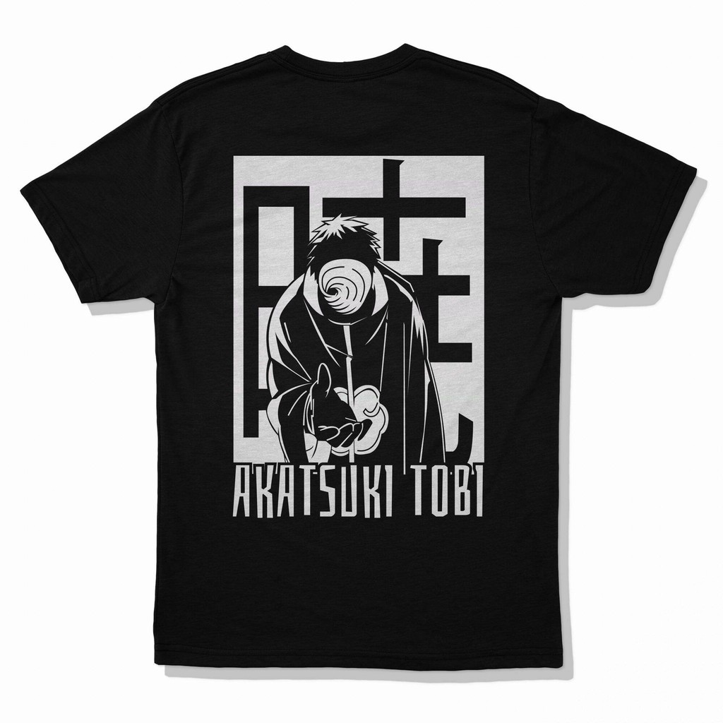 T Shirt Pria Baju Anime Akatsuki Tobi Obito Uchiha Kaos T Shirt Printed tee Black