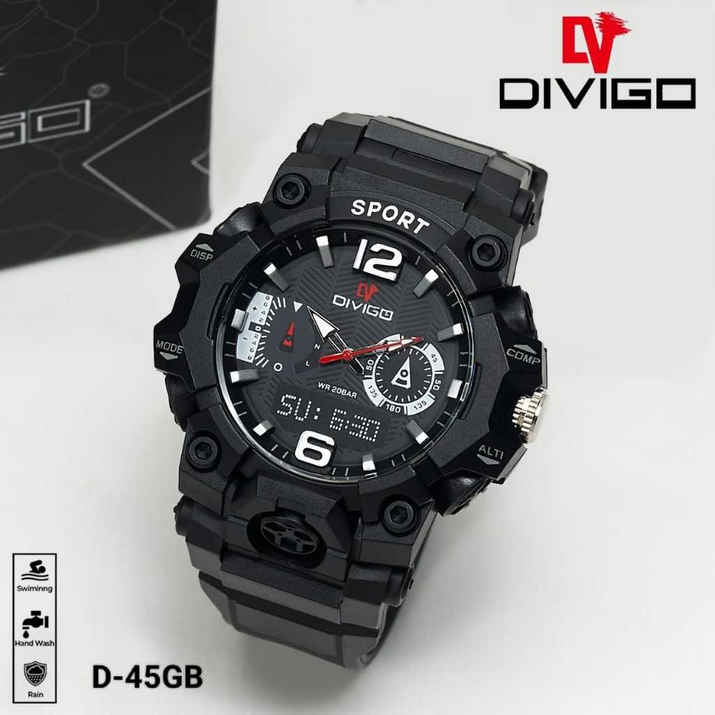 Jam tangan Pria DIVIGO Analog Strap Rubber Tahan Air