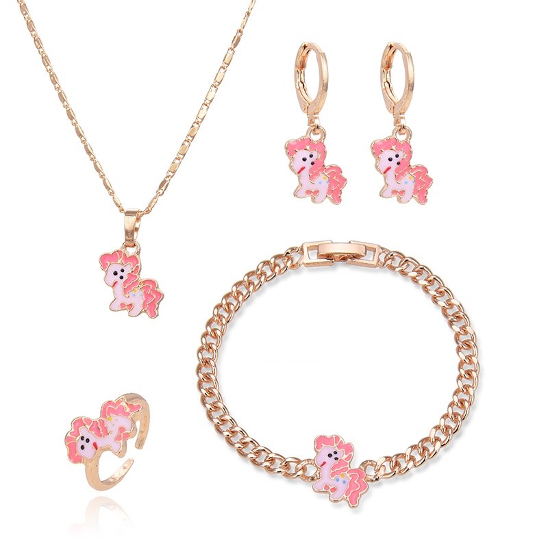 Terlaris set perhiasan titanium anak wanita anti lapis emas karat isi love silver dan tidak luntur p