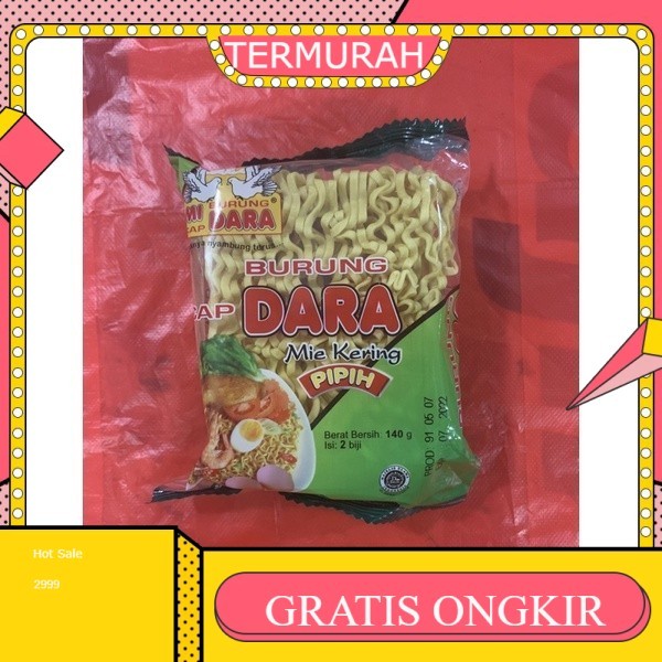 

Paket 3 Mie Kering cap Burung Dara Pipih / Keriting 140gr